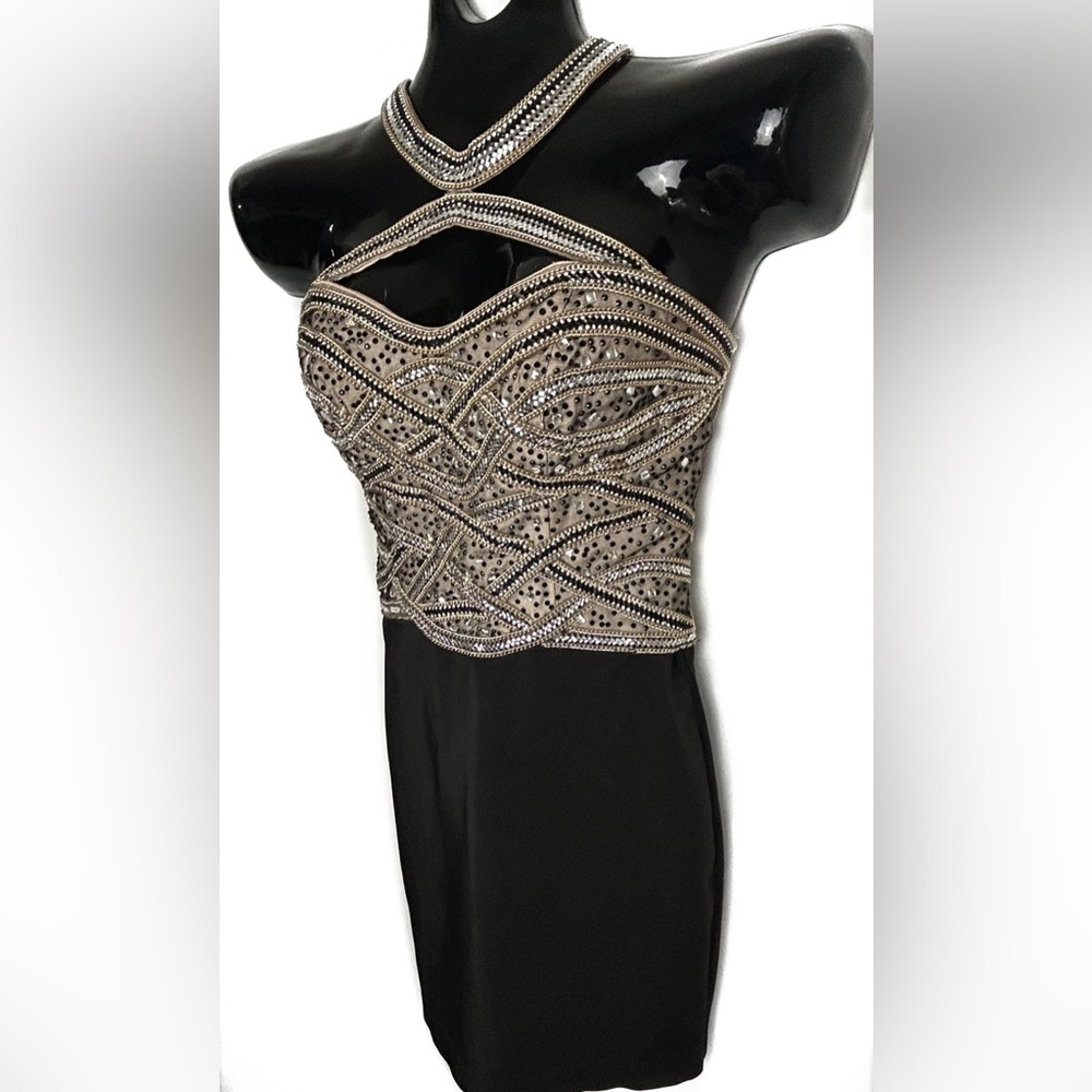 Alexia Designs Strapless Black and Gold Dress - Picture 7 of 14